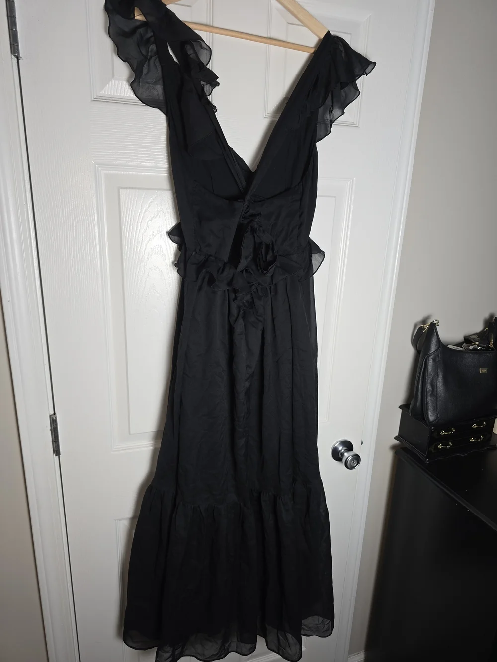 Abercrombie & Fitch Drama Ruffle Maxi Dress - Black Size Medium